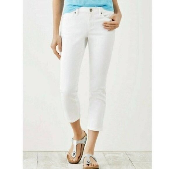 J. Jill White High Rise Cropped Denim White Jeans | Size 12 - Picture 1 of 7
